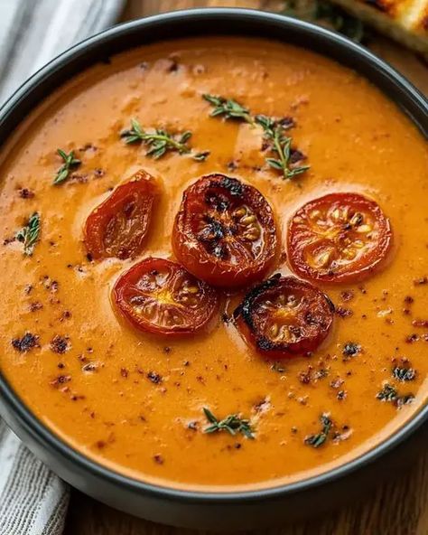 Roasted Tomato And Garlic, Lobster Cream Sauce, Quick Soup Recipes, Garlic Bulbs, Garlic Soup, Roasted Tomato Soup, Tomato Soup Recipes, Roasted Tomato, Family Cooking