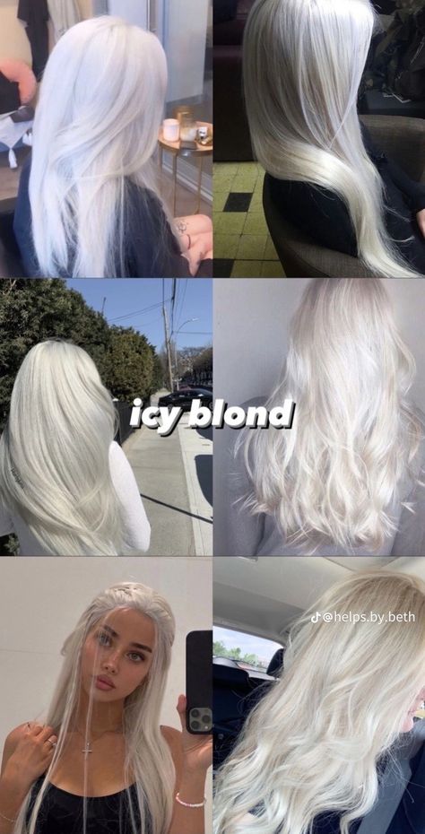 Platinum Blonde Hair With Green Eyes, Snowy Blonde Hair, White Hair Brown Roots, White Hair With Colored Tips, Hair Dye For Pale Skin, Cool Toned Platinum Blonde, Ivory Blonde Hair, Silver Hair Dye Ideas, White Tips Hair