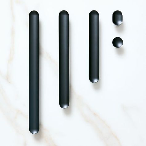 Sale, Clearance and Outlet: Furniture, Home Decor and More | West Elm Matte Black Drawer Pulls Kitchen, Black Cabinet Knobs And Pulls, West Elm Bathroom, Kitchen Hardware Knobs, Black Bathroom Hardware, Black West, Modern Cabinet Hardware, Black Cabinet Hardware, Black Drawer Pulls