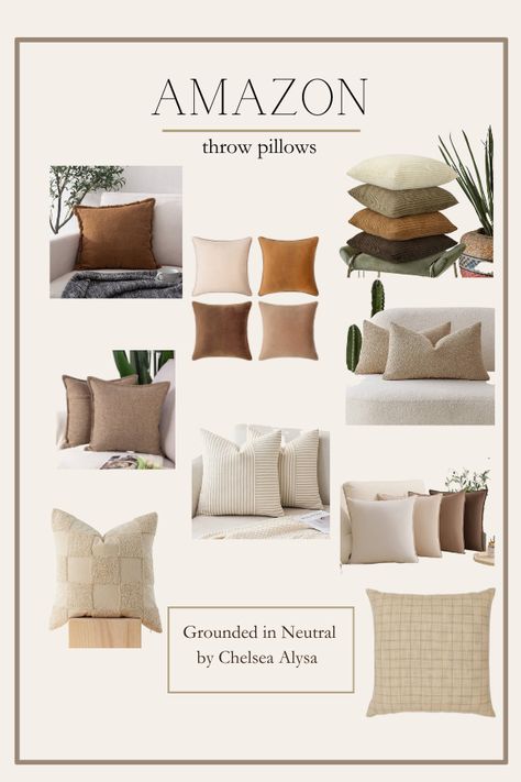 Check out this photo from groundedinneutral Beige Couch Pillows, Style Couch Pillows, Gray Couch, Beige Couch, Neutral Throw, Neutral Throw Pillows, Pillow Combos, Throw Pillows Living Room, White Couches