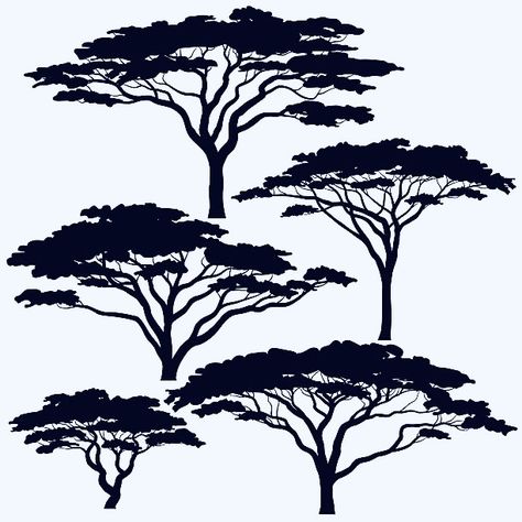 Japanese Trees, Africa Trees, Metal Tree Art, Trees Vector, African Tree, Acacia Tree, Afrique Art, Afrikaanse Kunst, Tree Artwork