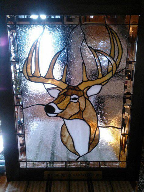 Made for a friend, would make another for sale, made to order only Stained Glass Deer, Woodland Stained Glass Patterns, Stained Glass Deer Head, Stained Glass Raccoon, Deer Stained Glass Window, Spectrum Glass, Glass Painting Patterns, Stained Glass Decor, Stained Glass Panel