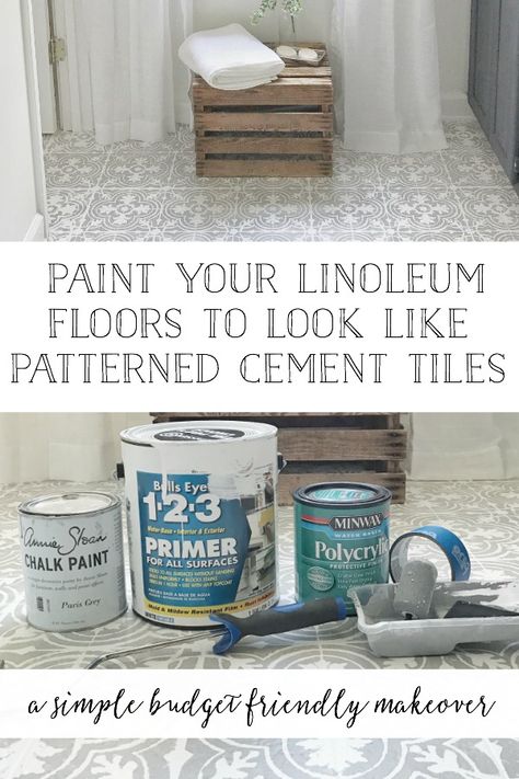 Painting Linoleum Floors, Paint Linoleum, Linoleum Floors, Floor Stencil, Astuces Diy, Stenciled Floor, Linoleum Flooring, Cement Tiles, Simple Budget