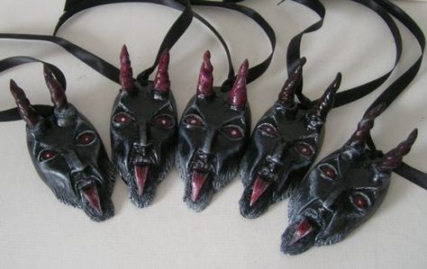 Gothmas Decor, Krampus Party, Merry Gothmas, Face Ornaments, Merry Krampus, Merry Creepmas, Chirstmas Decor, Goth Christmas, Scary Christmas