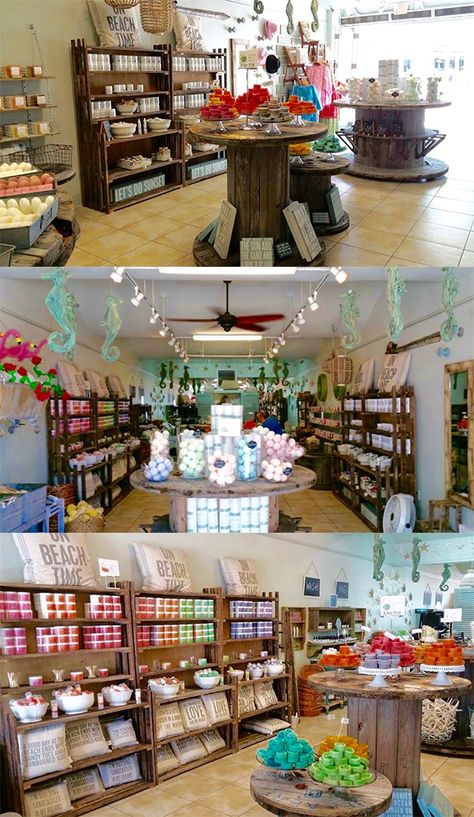 Soap Boutique Store Displays, Small Soap Shop Ideas, Soap Store Design, Soap Shop Interior, Soap Making Work Area, Soap Shop Jars, Gift Shop Interiors, Homemade Lotion Bars, Soap Display