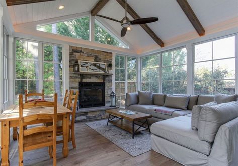 4 Season Sunroom Ideas, Great Room Addition, All Season Room, Family Room Addition, Three Season Porch, Screened Porch Designs, 3 Season Room, 4 Season Room, Four Seasons Room