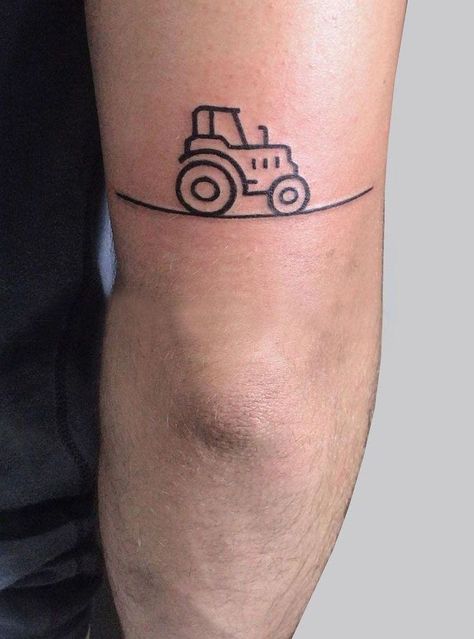 Tractor Tattoo, Farmer Tattoo, Knitting Tattoo, Kids Tattoo, Wheel Tattoo, Small Tractors, Stick And Poke, Tattoos For Kids, Ankle Tattoo