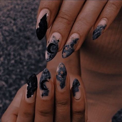 Dark Nail Designs, Firework Nails, Tape Nail Art, Cherry Blossom Nails, Witchy Nails, Gothic Nails, Floral Nail, Goth Nails, Transparent Nails