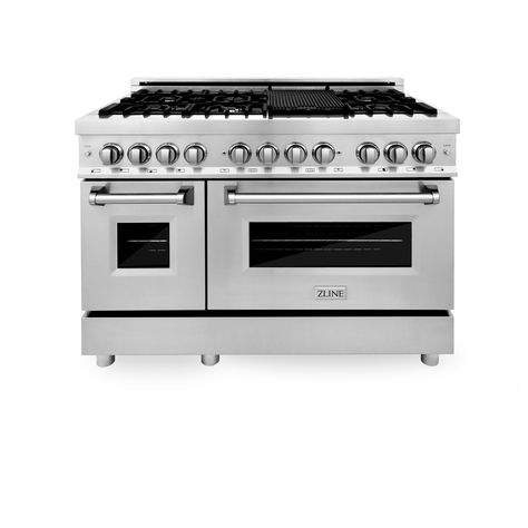 ZLINE Kitchen and Bath 48" Range, Freestanding Double Oven, Dual Oven, Zline Kitchen, Microwave Drawer, Kitchen Appliance Packages, Stainless Steel Range, Dual Fuel Ranges, Glass And Aluminium