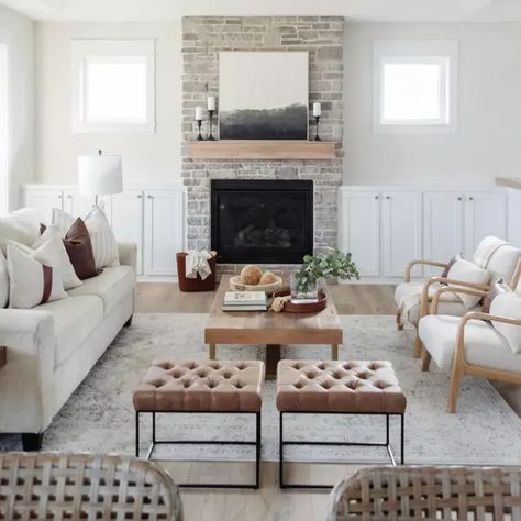 Ideas | At Home Living Room Stone Fireplace, Floor Plans Open, Styling Living Room, Fireplace Entryway, Fireplace Styling, Living Room Floor Plans, Modern Farmhouse Living, Bedding Inspiration, Living Room Floor