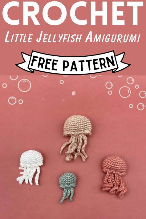 Crochet Jellyfish Free Pattern, Crochet Santa Hat Pattern, Crochet Sea Life, Mini Jellyfish, Nautical Crochet, Jellyfish Amigurumi, Free Crochet Patterns Amigurumi, Crochet Ladybug, Jellyfish Pattern