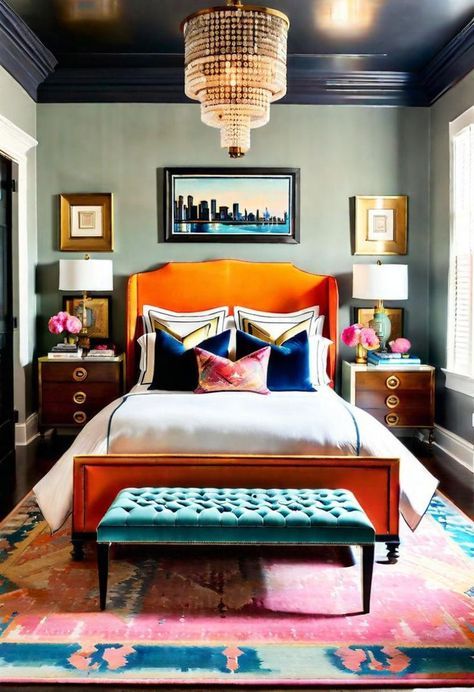 Jun 22, 2024 - How to Add Sparkle to a Room Small Traditional Bedroom, Guest Bedroom Ideas Masculine, Cute Guest Bedroom Ideas, Rustic Elegant Bedroom, Luxury Guest Bedroom, Chandelier Colorful, Primary Bedroom Decor, Old World Bedroom, Bedroom Moody