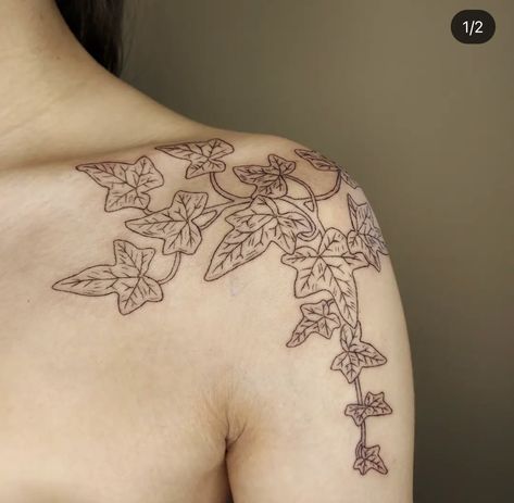 Ivy Shoulder Tattoo, Green Vine Tattoo, English Ivy Tattoo, Grapevine Tattoo, Shoulder Vine Tattoo, Tattoo Elements, Ivy Tattoo, Around Arm Tattoo, Tattoo 2024