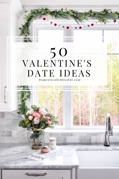 50 Valentine's Date Ideas for the month of love to enjoy with your special someone this February! | February date ideas to help you make new memories with your spouse. | Valentine's Day date ideas that you can enjoy year after year. | Free printable date ideas list for Valentine's Day. | February Date Ideas, At Home Valentines Day Ideas, Date Ideas For Boyfriend, Valentine Date Ideas, Valentines Day Date Ideas, Valentines Date Ideas, Day Date Ideas, Month Of Love, Valentine's Decor