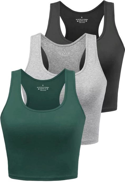 #ad Sports Crop Tank Tops for Women Cropped Workout Tops Racerback Running Yoga Tanks Cotton Sleeveless Gym Shirts 3 Pack Workout Crop Top, Cute Tank Tops, Yoga Tank Tops, Sport Tank Tops, Crop Top Shirts, Yoga Shirts, Workout Tank Tops, Tops For Women, Look Chic