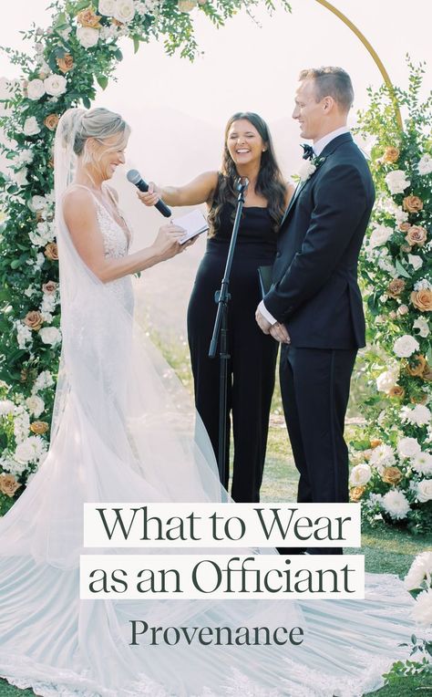 Officiant Outfit, Wedding Officiant Attire, Officiating A Wedding, Officiant Attire, Officiate A Wedding, Wedding Officiant Business, Wedding Rehearsal Outfit, Wedding Officiant Script, Marriage Officiant