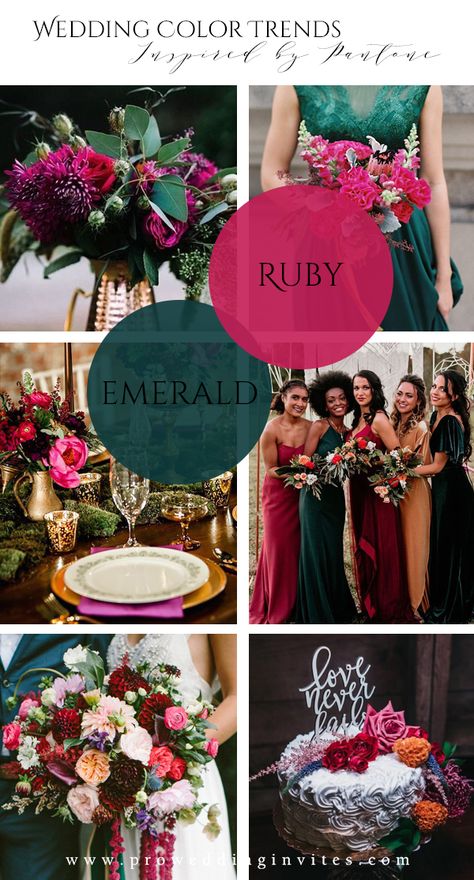 Wedding Color Trends, Emerald Green Weddings, Jewel Tone Wedding, Spring Wedding Colors, Emerald Wedding, Wedding Theme Colors, Future Wedding Plans, Ruby Emerald, Wedding Color Palette