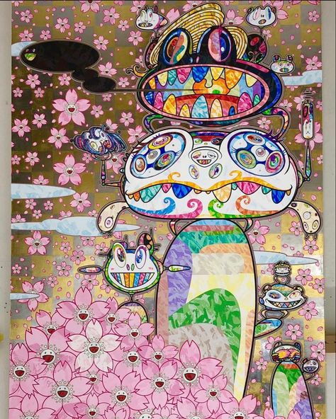 Takashi Murakami Art Paintings, Superflat Pop, Murakami Art, Takashi Murakami Art, Hypebeast Art, Murakami Flower, Superflat, Different Forms Of Art, Comic Book Art Style