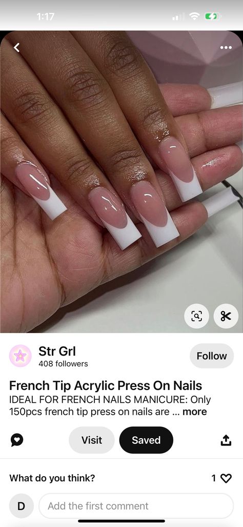 Simple French Tip Nails Long, French Tip Nails With One Solid Color, High French Tip Nails, French Tip Black Women, Long French Tip Nails Square, Thick French Nails, Straight French Tip Nails, Chunky French Tip Nails, Thick French Tip