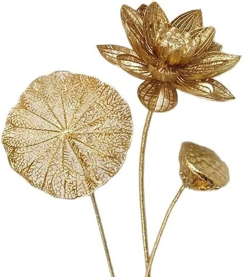 Amazon.com: Ohsail 3PCS Artificial Golden Lotus Flowers Leaf Foamy Lotus Seeds Fake 18K Gold Color Flower for Home Indoor Outdoor Wedding Decoration Hall Table Planter : Home & Kitchen Lotus Flower Decor, Wedding Lotus Decor, Lotus Flower Table Decoration, Golden Lotus, Fake Lotus Flowers, Gold Lotus Flower, Golden Lotus Flower, Gold Lotus, Planter Table