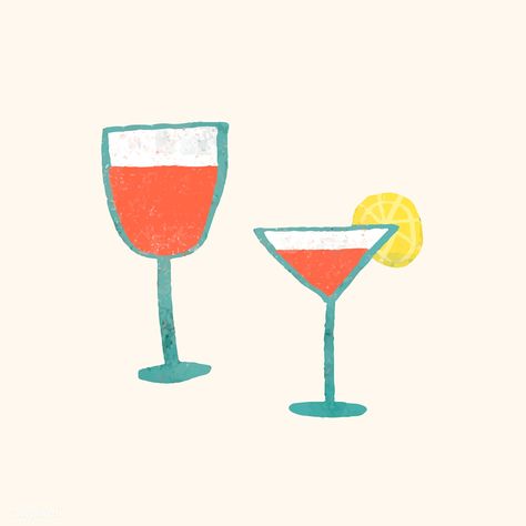 Alcoholic drinks doodle element vector | premium image by rawpixel.com / Toon Alcohol Doodles, Cocktail Doodle, Drinks Doodle, Horse Doodle, Cocktails Drawing, Cocktail Pattern, Drink Doodles, Watercolor Party, Happy Birthday Illustration