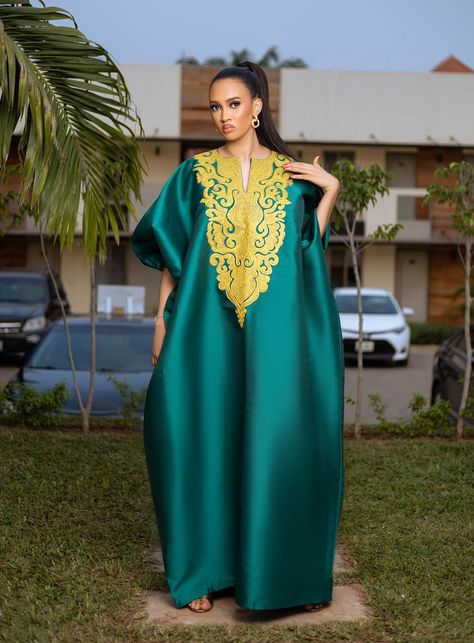 Lux Auntie Approved: 40 Ankara Bubu Gown Styles for Effortless Elegance! | African Fashion Styles, Inspirations Ankara Bubu Gown Styles, Priestess Dress, Bubu Gown, Boubou Styles For Women, Bubu Gown Styles, Nigerian Dress, Green Embroidery, African Wedding Dress, African Maxi Dresses