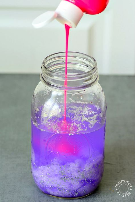 Nebula Jars, Diy Galaxy Jar, Calming Jar, Galaxy Crafts, Calm Down Jar, Galaxy Jar, Glow Jars, Diy Galaxy, Jar Diy