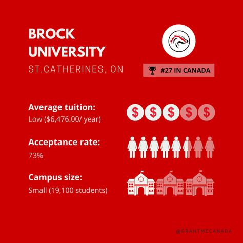 Check out Brock University which is located in St. Catherine's, Ontario! This university has a highly-rated student experience, and offers 100 undergraduate and graduate programs across seven faculties. And by the way, Brock University is a short drive away than Niagara Falls! 🌅 Brock University, Education Facts, Grade 12, Graduate Program, Undergraduate, Niagara Falls, Ontario, The Way, The 100