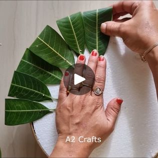 Mango Leaf Decor Ideas 2024 | Mango Leaf Eco Friendly Decor Using Thermocol Sheet and Fresh Flowers | By A2 CraftsFacebook Ashok Leaves Decoration, Mango Leaves Decoration Ideas, Mango Leaves Decoration Indian, Mango Leaf Decorations, Thermocol Decoration, Mango Leaf, Mango Leaves, Table Decoration Ideas, Coconut Leaves