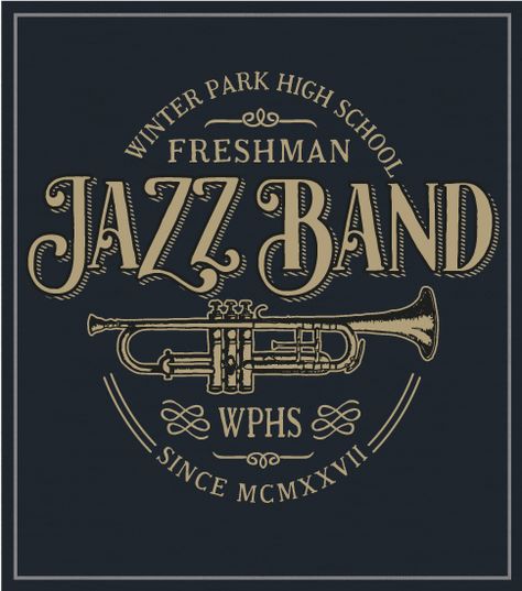 CampusThreads | Jazz Band T-shirt with Trumpet | High School Shirts | Classic Jazz Band T-shirt Design | Classy Band Shirt Design | Jazz Ensemble Band T-shirt High School Band Posters, Pep Band Shirts, Chorus Shirts Design, High School Band Shirts, Band Shirt Design, Orchestra Design, Choir Shirts Design High Schools, Orchestra Shirt Design, Choir Tshirts Design