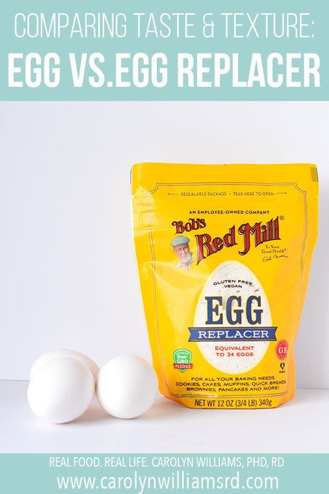 Egg vs. Egg Replacer | Carolyn Williams, PhD, RD Egg Replacer Recipes, Chocolate Chip Muffin Mix, Paleo Breads, Healthy Breakfast Snacks, Egg Allergy, Powdered Eggs, Egg Replacement, Egg Replacer, Liquid Eggs