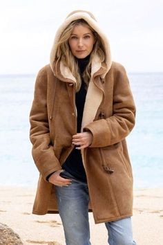 Outfits For Girls, Winter Outfits For Girls, Sheepskin Jacket, Sheepskin Coat, Coat For Women, Duffle Coat, Winter Mode, Detachable Hood, Winter Coats Women