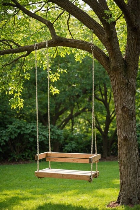 Swings On Trees, Tree Swings For Kids, Tree Swings For Adults, Outdoor Swings For Adults, Tree Swing Ideas, Outdoor Swing Ideas, Backyard Swing Ideas, Play Area Garden, Yard Benches