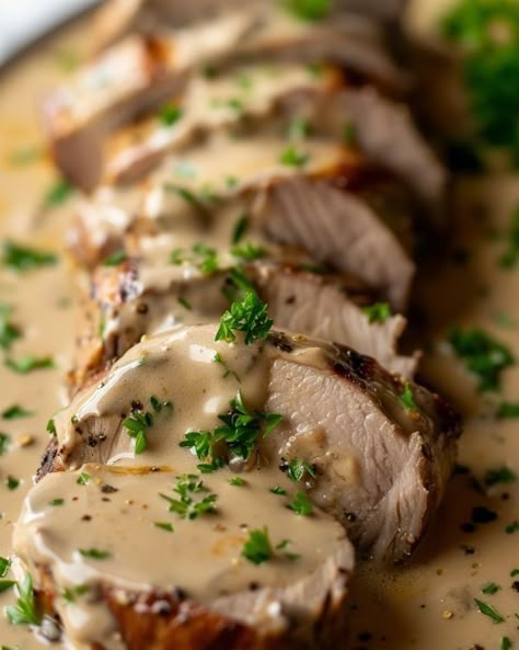 Really good! My wife and I ate half of it at night and the rest for lunch the next day! Pork Tenderloin For Two, Creamy Dijon Pork Tenderloin, Creamy Pork Tenderloin Recipes In Crockpot, Slow Cooker Pork Tenderloin With Creamy Dijon Sauce, Creamy Pork Loin Recipes, Beef Tenderloin Slow Cooker Recipes, Pork Loin Recipes For Dinner, Boneless Half Pork Loin Roast Recipes Crockpot, Best Crockpot Pork Tenderloin