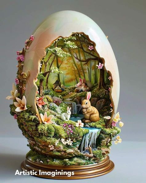 Fairy Egg, Egg Artistry, Leave Art, Creative Easter Eggs, Clay Fairy House, Decorated Eggs, Easter Craft Decorations, Clay Fairies, Fairy Crafts