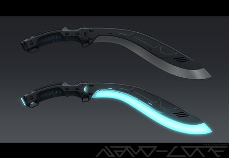 ArtStation - Sci Fi Energy Khukuri Machete, Livius Rejman Sci Fi Rpg, Sci Fi Tech, Fiction Idea, Cyberpunk Character, Cool Swords, Futuristic Technology, Swords, Cyberpunk, Concept Art