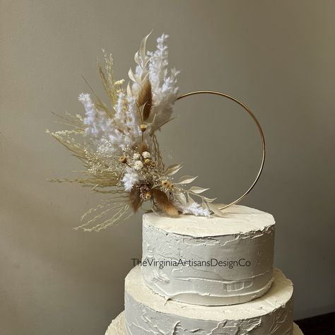 Pampas Grass Wedding Cake Toppers, Boho Wedding Cake Dried Flowers, Floral Hoop Cake Topper, Dried Floral Cake Topper, Silk Flower Cake Topper, Autumn Wedding Decor, Fall Floral Centerpieces, Floral Cake Topper, Number Cake Toppers