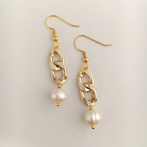 Diy Earrings Pearl, Drop Earrings Simple, Etsy Promotion, Beaded Jewelry Tutorials, Handmade Fashion Jewelry, Link Earrings, Earrings Inspiration, Earrings Simple, Chic Jewelry