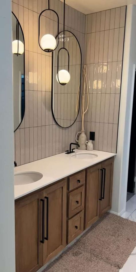 Home Design and Decor | With some elbow grease and creativity, I managed to transform my lackluster builder grade bathroom into an oasis that reflects my personal style | Facebook Builder Grade Bathroom, Small Half Bathroom, Half Bath Ideas, Flip House, Shower Box, Bath Redo, Floor Tile Design, Builder Grade, Organisation Hacks