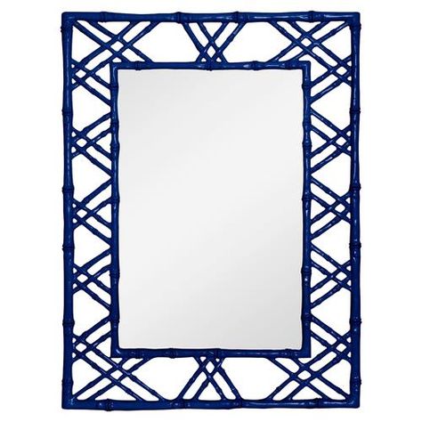 Chinoiserie Design, Bamboo Mirror, Bungalow 5, Bamboo Weaving, Organic Pattern, Bamboo Frame, Blue Mirrors, Faux Bamboo, The Grove