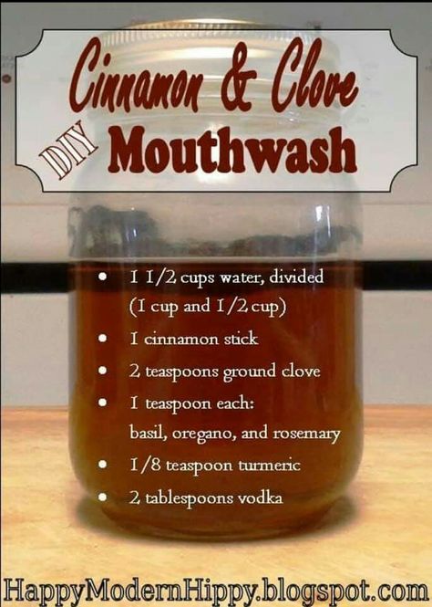 Diy Clove Oil, Clove Mouthwash, Modern Hippy, Natural Hygiene, Diy Mouthwash, Homemade Mouthwash, Diy Cinnamon, Mouth Wash, Natural Mouthwash