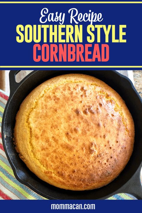 Southern Cornbread Without Buttermilk Recipe #cornbread #buttermilk #reicpe #southern #sweet #fromscratch Easy Cornbread Recipe Cast Iron, No Buttermilk Cornbread, Cornbread With Milk, Cornbread Without Flour, Cornbread Recipe No Buttermilk, Cornbread No Buttermilk, Cornbread Without Milk, Cornbread Recipe No Sugar, Cornbread In Cast Iron Skillet