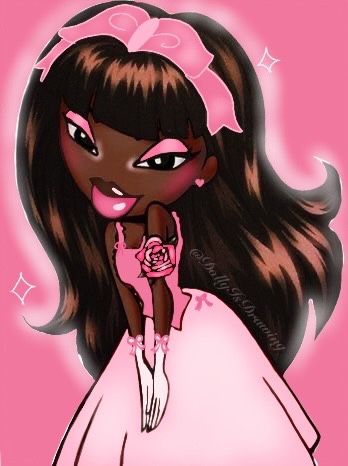 Sasha Pfp Bratz, Bratz Sasha Icon, Bratz Dolls Aesthetic Profile Pic, Sasha Bratz Pfp, Bratz Illustration, Bratz Pfp, Bratz Sasha, Black Bratz Doll, Bratz Girls