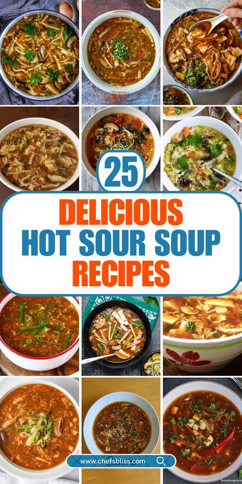 hot sour soup recipes Hot And Sour Mushroom Soup, Hot And Sour Soup With Chicken, Spicy Sour Soup, Hot N Sour Soup Recipe, Chinese Hot And Sour Soup, Thai Hot And Sour Soup, Hot N Sour Soup, Hot And Sour Soup Recipe, Hot Sour Soup