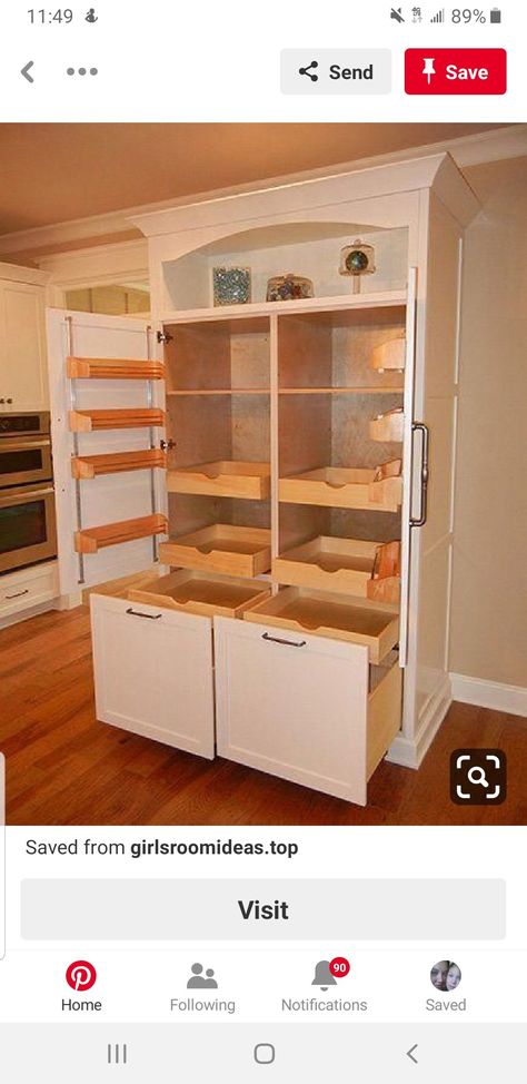 Storage Cabinet Design, San Mig, Pantry Solutions, Diy Kitchen Cupboards, Cabinet Design Ideas, Farmhouse Storage Cabinets, Farmhouse Storage, Kitchen Ideals, House Remodeling