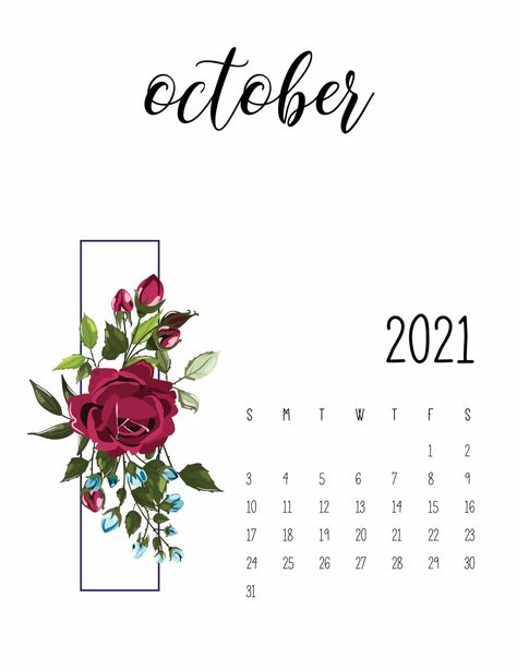 World Of Printables, Floral Calendar, Make A Calendar, October Calendar, Unique Calendar, Print Planner, Monthly Planner Printable, Free Calendar, Printable Calendar Template