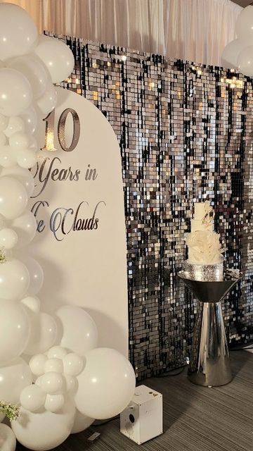 Silver Jubilee Anniversary Decoration, 10 Years Anniversary, Mom Dad Anniversary, Wedding Anniversary Decorations, Anniversary Party Decorations, Shimmer Wall, Love Always Wins, Silver Jubilee, Anniversary Dinner