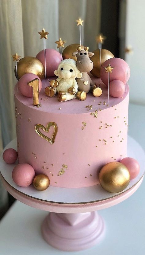 Cake Designs For Girl 1year, 1 Year Birthday Cake Design, Cake Ideas For 1 Year Girl, Simple Cake For Girl, Baby Girls First Birthday Cake, 1st Birthday Cake Ideas Girl, Birthday Cake Baby Girl 2 Year, Cake For One Year Old Girl, Birthday Cake For One Year Old Girl