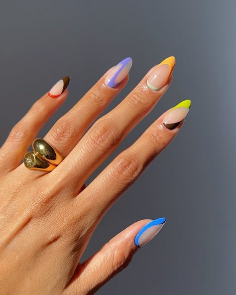 Nail Designs Colorful, Eyes Nails, Minimalist Nail, Nude Nail Designs, Nails Only, Tip Nails, Minimalist Nails, Colorful Eyeshadow, Fire Nails