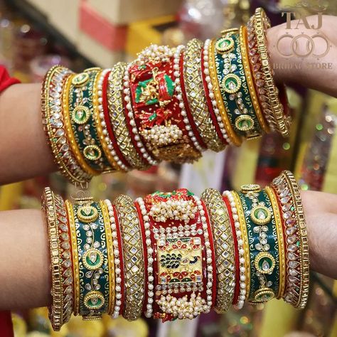 Rajwadi Bridal Bangle Set with Beautiful Doli and Peacock Design Kada for women and Girls. You can wear it for wedding, festival or for any Indian occasion with An Indian Ethnic Wear. Bridal Bangle Set, Kada For Women, Bridal Bangles, Peacock Design, Indian Ethnic Wear, Bangle Set, Ethnic Wear, Love Art, Bangles